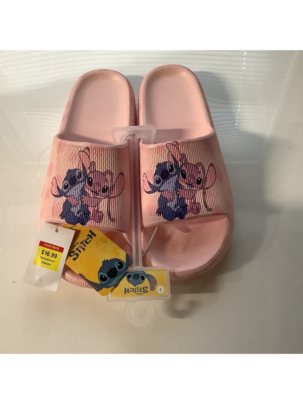 Disney Lilo & Stitch Pink Slide Sandals Size 3 Kids New with Tags